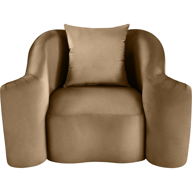 Bowery Hill Contemporary Rich Curves Beige Durable Velvet Accent Chair