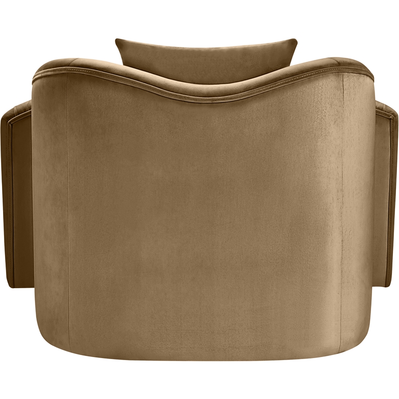 Bowery Hill Contemporary Rich Curves Beige Durable Velvet Accent Chair