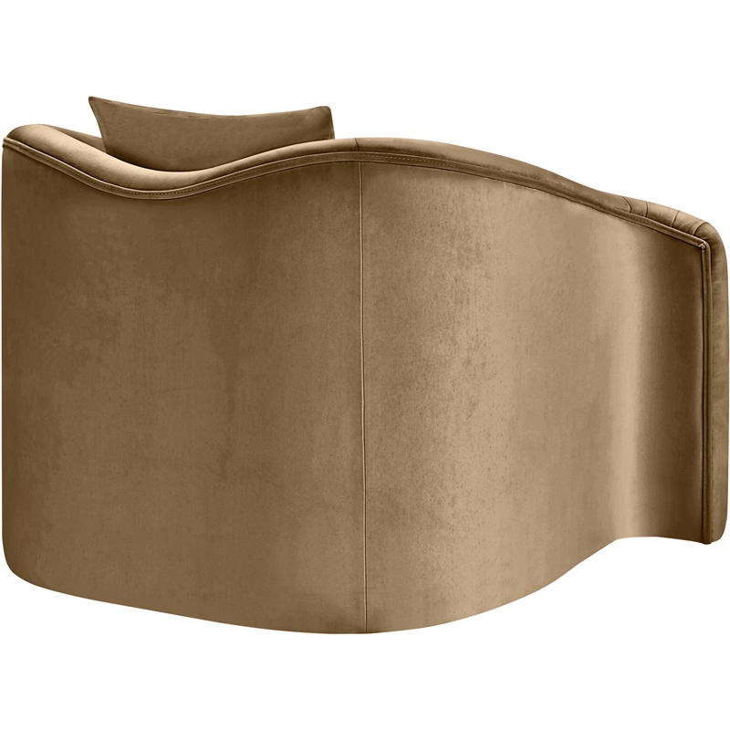 Bowery Hill Contemporary Rich Curves Beige Durable Velvet Accent Chair