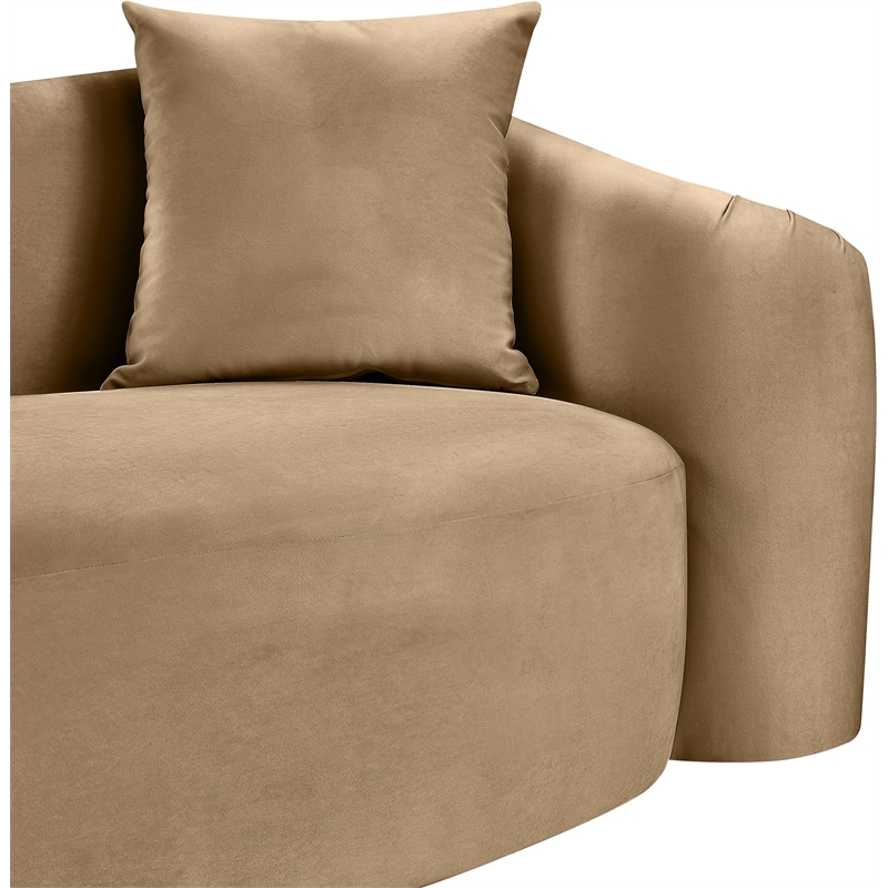 Bowery Hill Contemporary Rich Curves Beige Durable Velvet Accent Chair