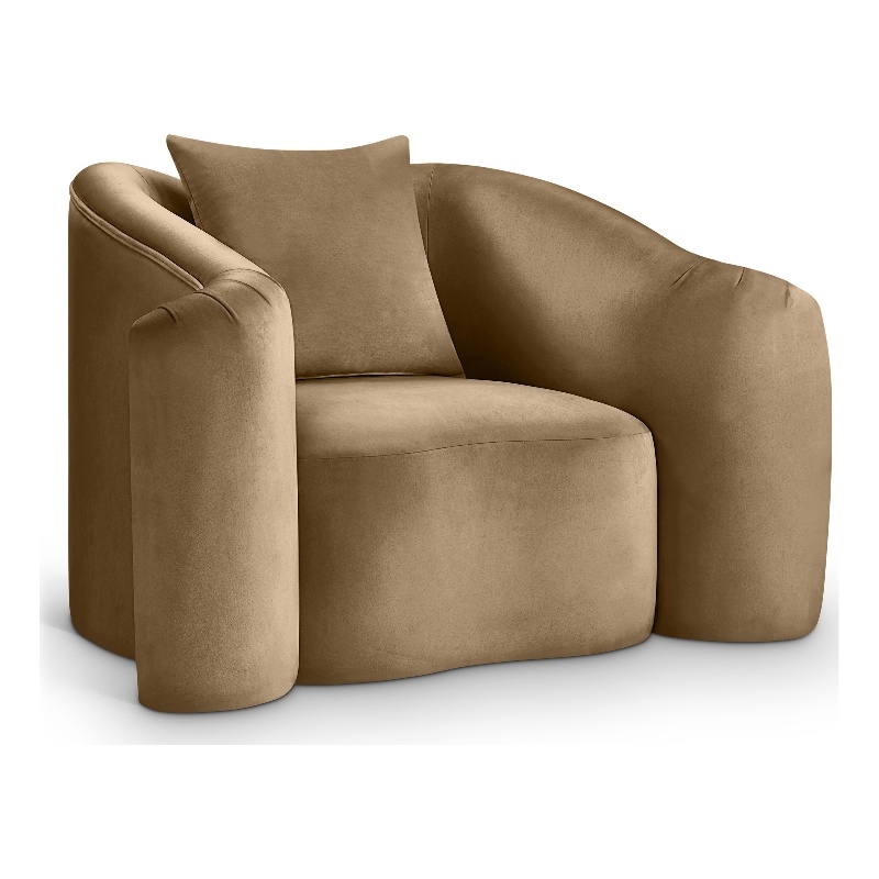 Bowery Hill Contemporary Rich Curves Beige Durable Velvet Accent Chair