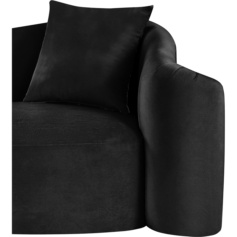 Bowery Hill Contemporary Rich Curves Black Durable Velvet Accent Chair