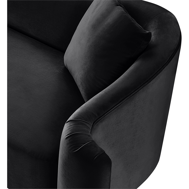 Bowery Hill Contemporary Rich Curves Black Durable Velvet Accent Chair