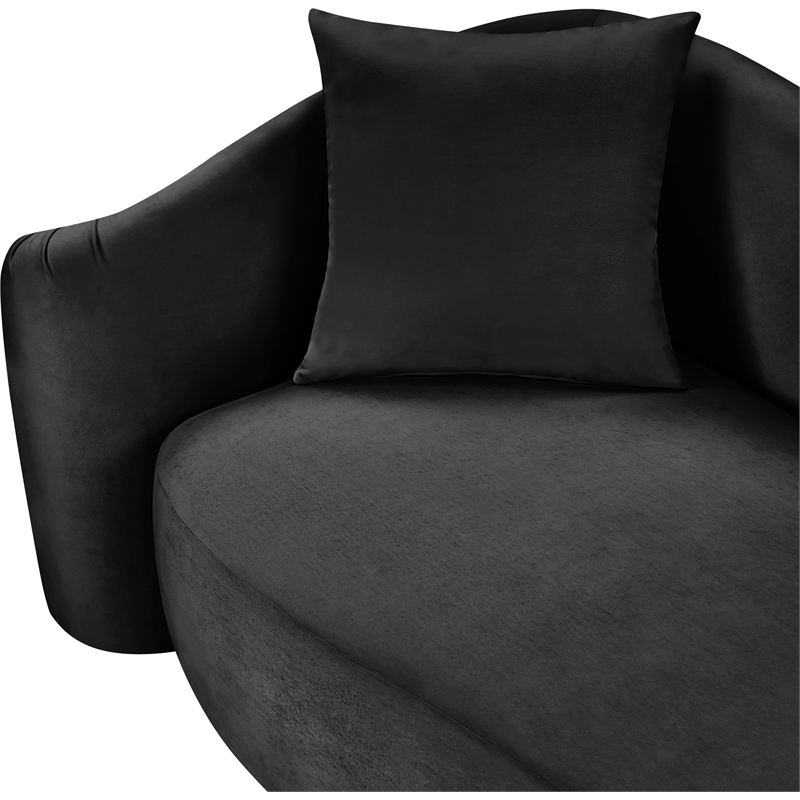 Bowery Hill Contemporary Rich Curves Black Durable Velvet Accent Chair