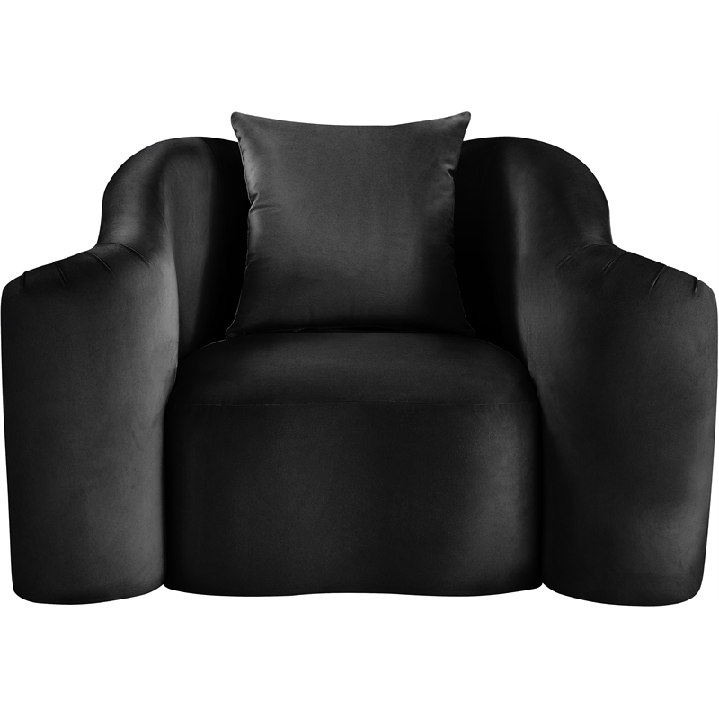 Bowery Hill Contemporary Rich Curves Black Durable Velvet Accent Chair