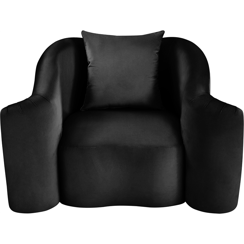 Bowery Hill Contemporary Rich Curves Black Durable Velvet Accent Chair