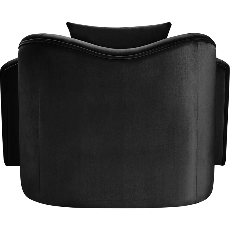 Bowery Hill Contemporary Rich Curves Black Durable Velvet Accent Chair
