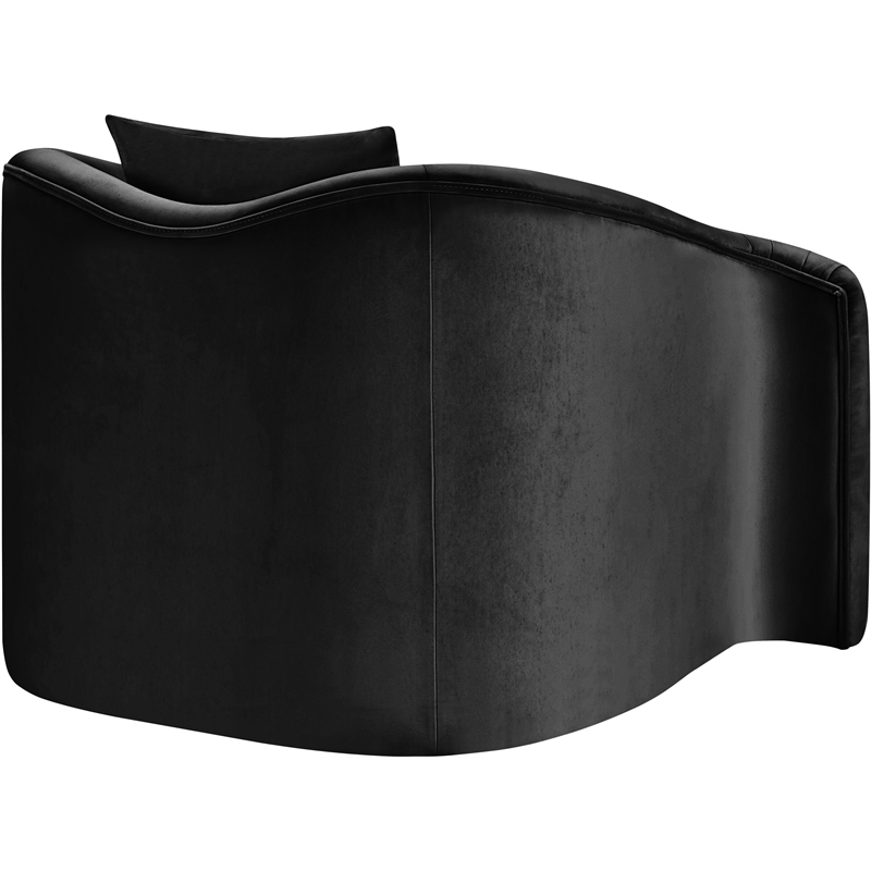 Bowery Hill Contemporary Rich Curves Black Durable Velvet Accent Chair