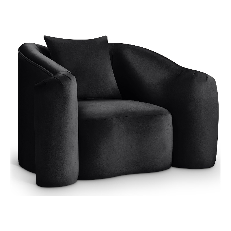 Bowery Hill Contemporary Rich Curves Black Durable Velvet Accent Chair