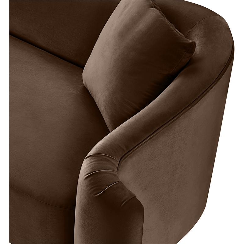 Bowery Hill Contemporary Rich Curves Brown Durable Velvet Accent Chair