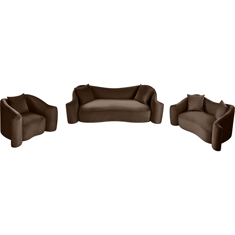Bowery Hill Contemporary Rich Curves Brown Durable Velvet Accent Chair