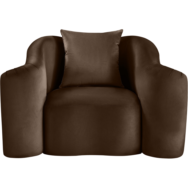 Bowery Hill Contemporary Rich Curves Brown Durable Velvet Accent Chair