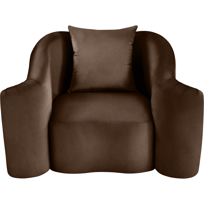 Bowery Hill Contemporary Rich Curves Brown Durable Velvet Accent Chair