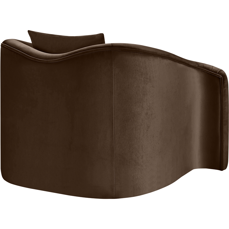 Bowery Hill Contemporary Rich Curves Brown Durable Velvet Accent Chair