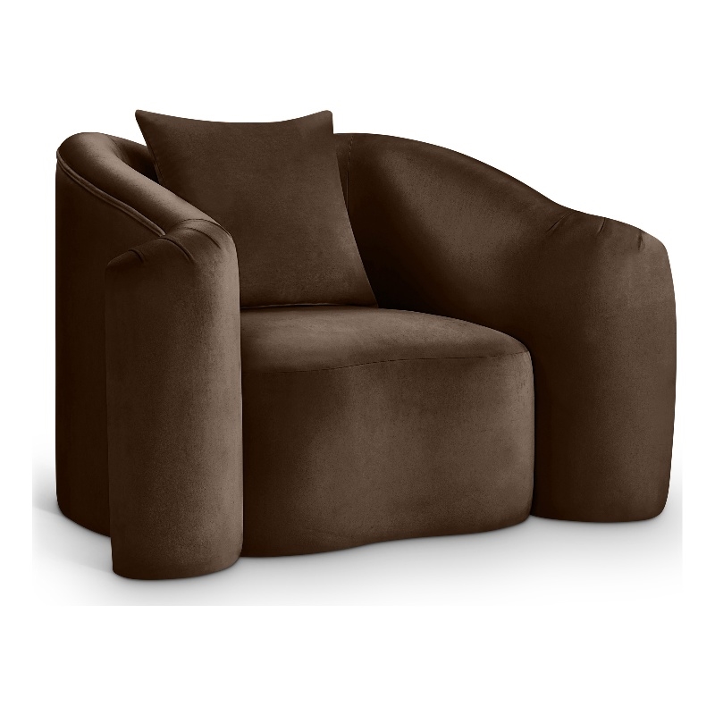 Bowery Hill Contemporary Rich Curves Brown Durable Velvet Accent Chair