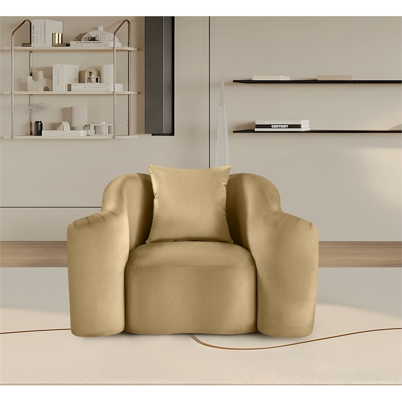 Bowery Hill Contemporary Rich Curves Camel Durable Velvet Accent Chair