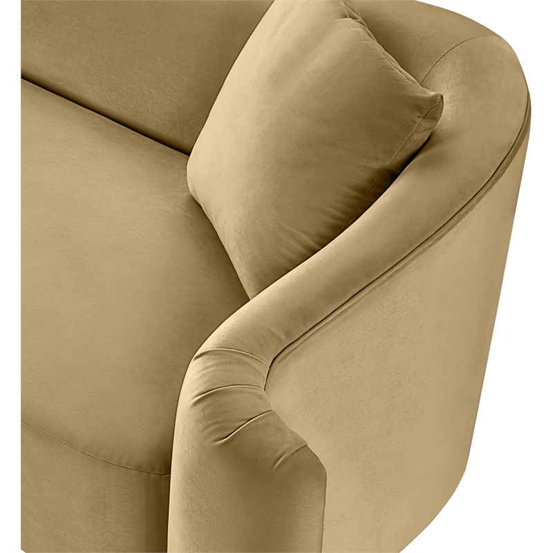 Bowery Hill Contemporary Rich Curves Camel Durable Velvet Accent Chair