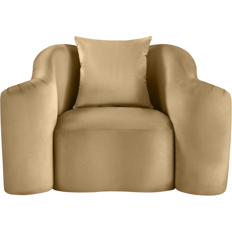 Bowery Hill Contemporary Rich Curves Camel Durable Velvet Accent Chair