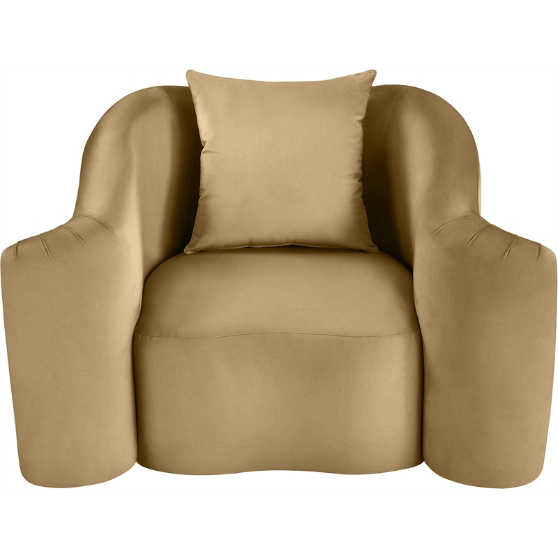 Bowery Hill Contemporary Rich Curves Camel Durable Velvet Accent Chair