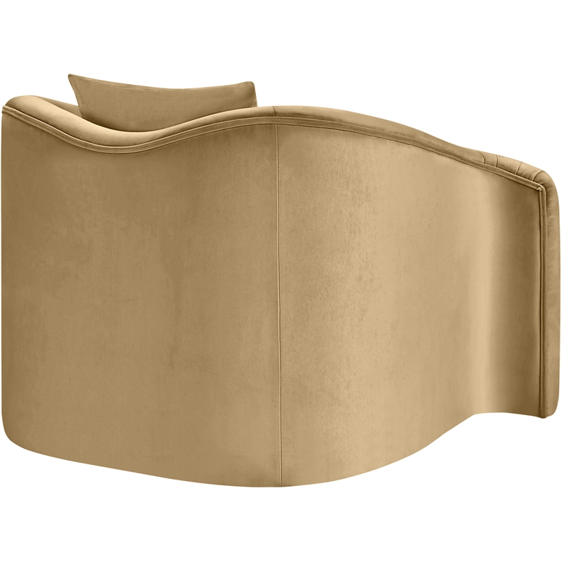 Bowery Hill Contemporary Rich Curves Camel Durable Velvet Accent Chair