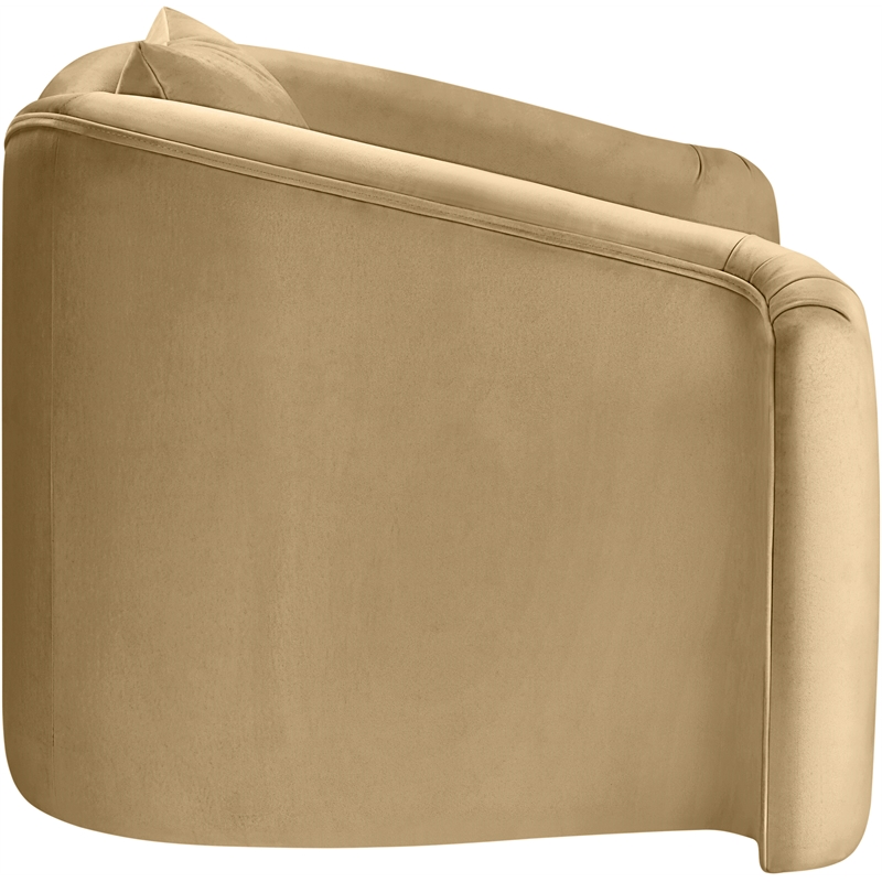 Bowery Hill Contemporary Rich Curves Camel Durable Velvet Accent Chair