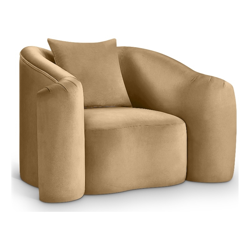 Bowery Hill Contemporary Rich Curves Camel Durable Velvet Accent Chair