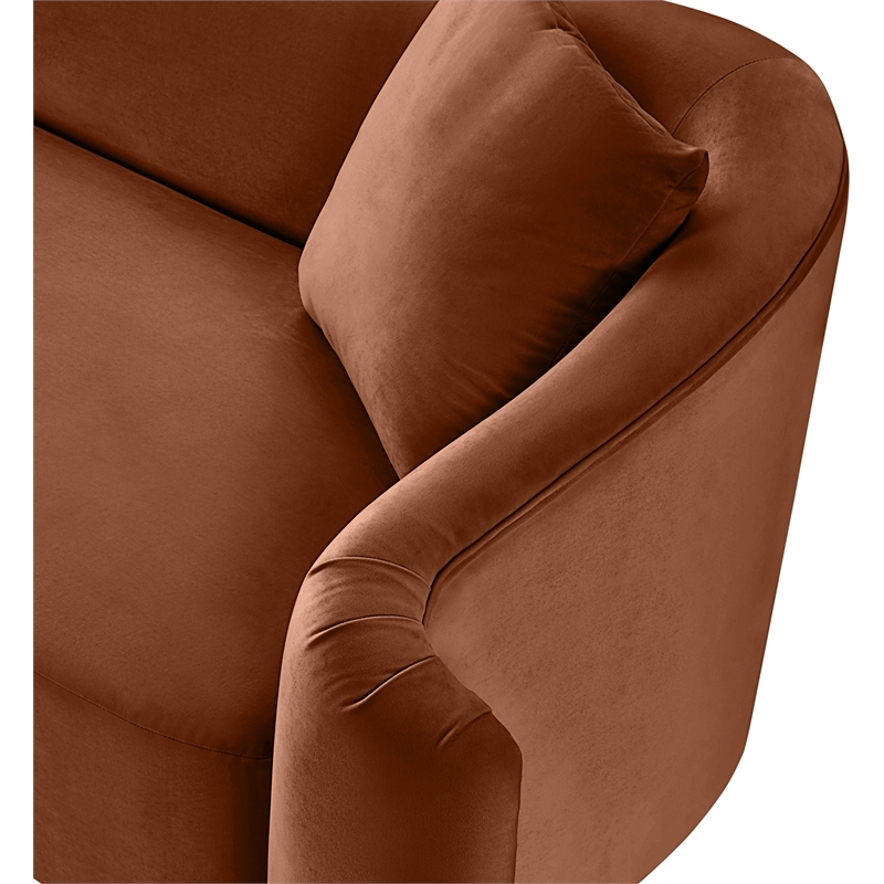 Bowery Hill Contemporary Rich Curves Cognac Durable Velvet Accent Chair
