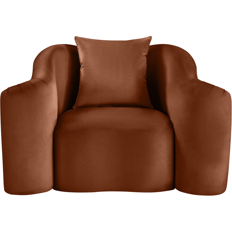 Bowery Hill Contemporary Rich Curves Cognac Durable Velvet Accent Chair