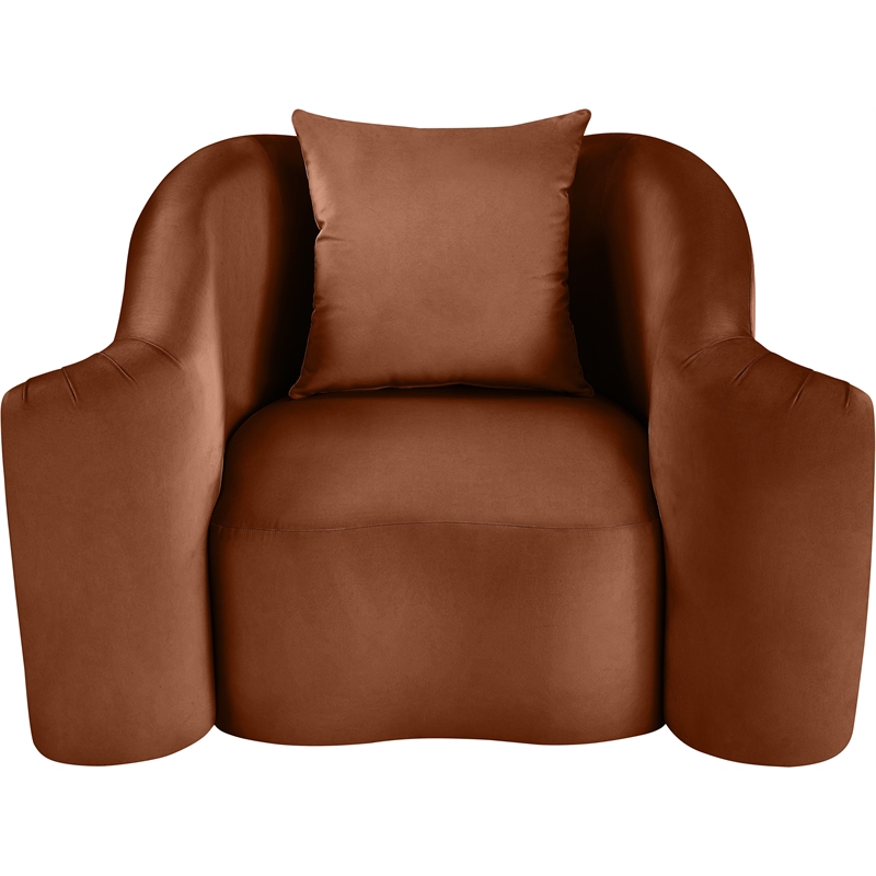 Bowery Hill Contemporary Rich Curves Cognac Durable Velvet Accent Chair