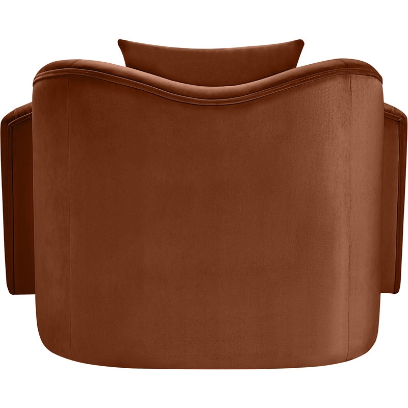 Bowery Hill Contemporary Rich Curves Cognac Durable Velvet Accent Chair