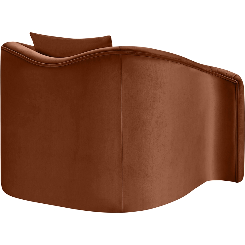 Bowery Hill Contemporary Rich Curves Cognac Durable Velvet Accent Chair