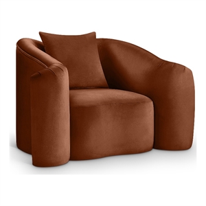 Bowery Hill Contemporary Rich Curves Cognac Durable Velvet Accent Chair