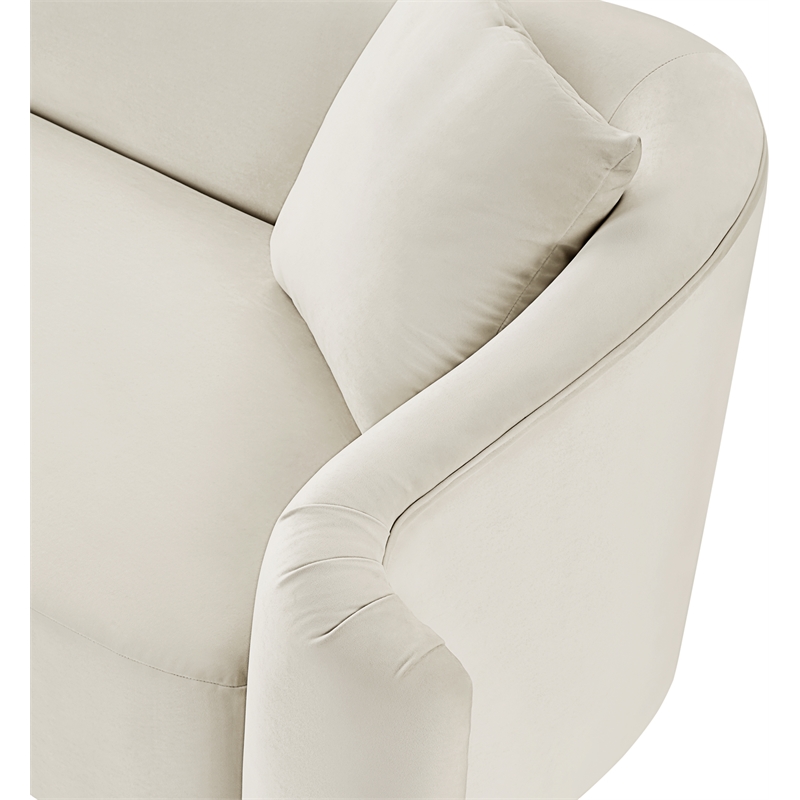 Bowery Hill Contemporary Rich Curves Cream Durable Velvet Accent Chair