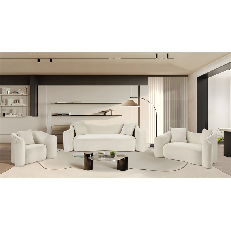 Bowery Hill Contemporary Rich Curves Cream Durable Velvet Accent Chair