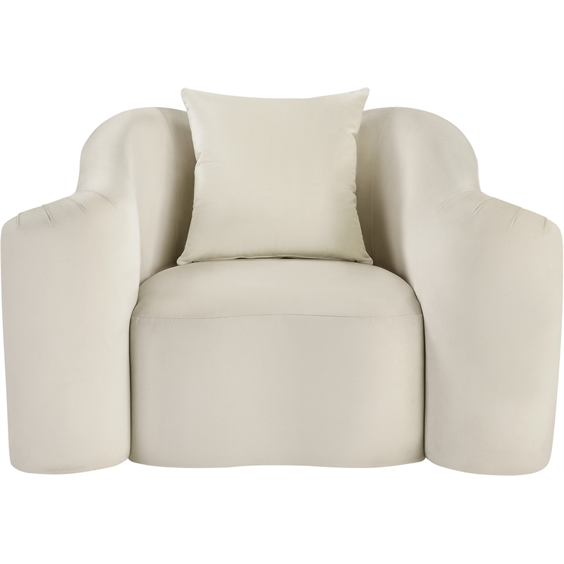 Bowery Hill Contemporary Rich Curves Cream Durable Velvet Accent Chair