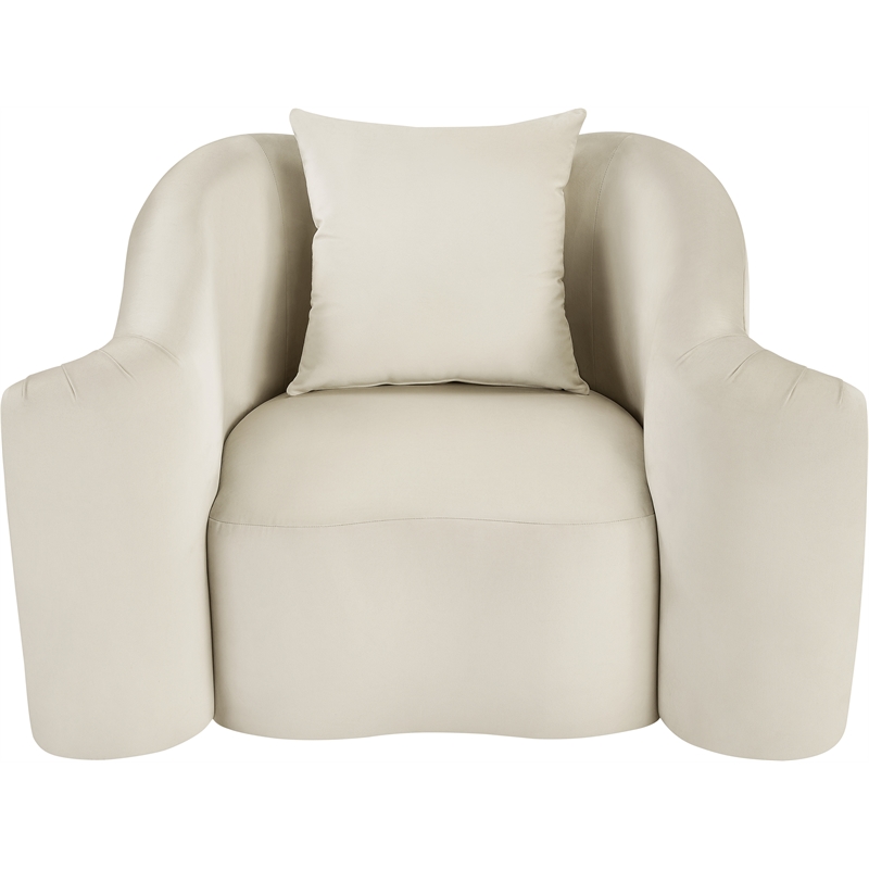Bowery Hill Contemporary Rich Curves Cream Durable Velvet Accent Chair