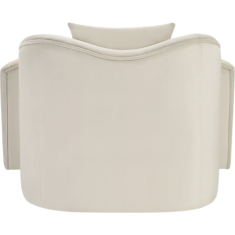 Bowery Hill Contemporary Rich Curves Cream Durable Velvet Accent Chair