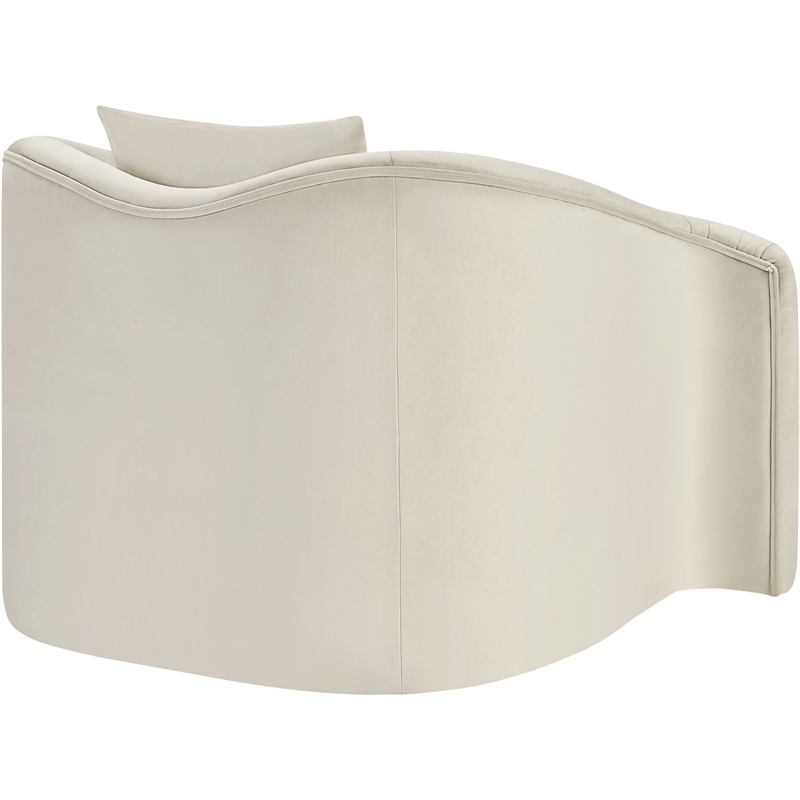 Bowery Hill Contemporary Rich Curves Cream Durable Velvet Accent Chair