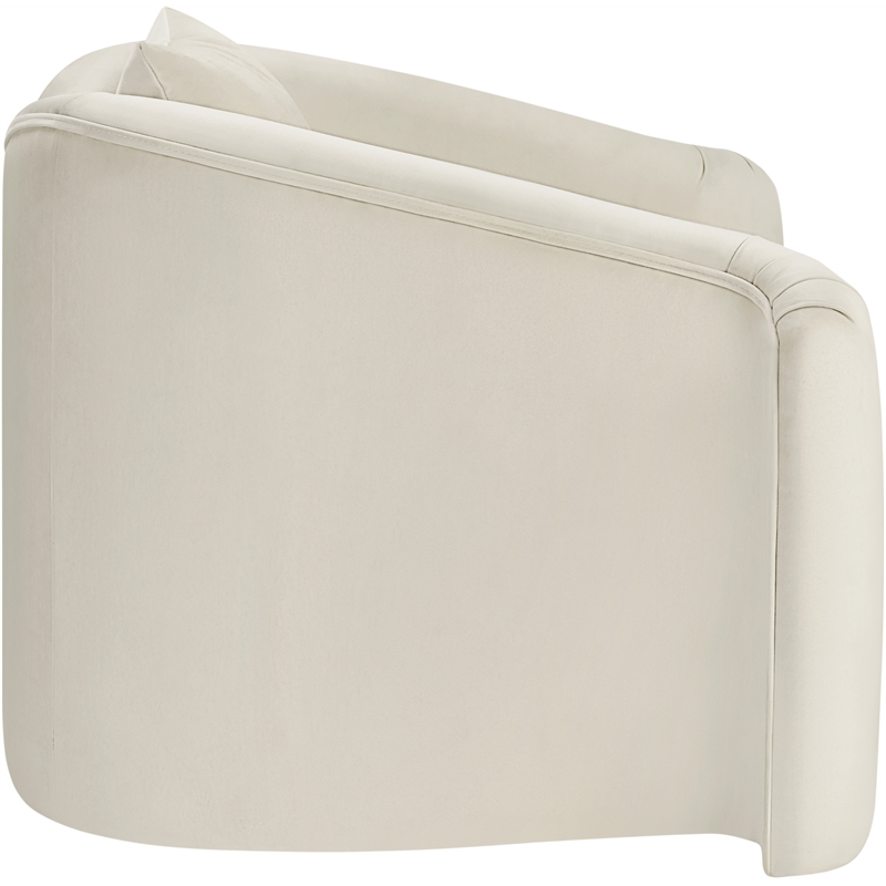 Bowery Hill Contemporary Rich Curves Cream Durable Velvet Accent Chair