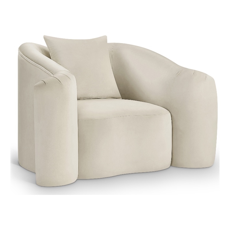 Bowery Hill Contemporary Rich Curves Cream Durable Velvet Accent Chair