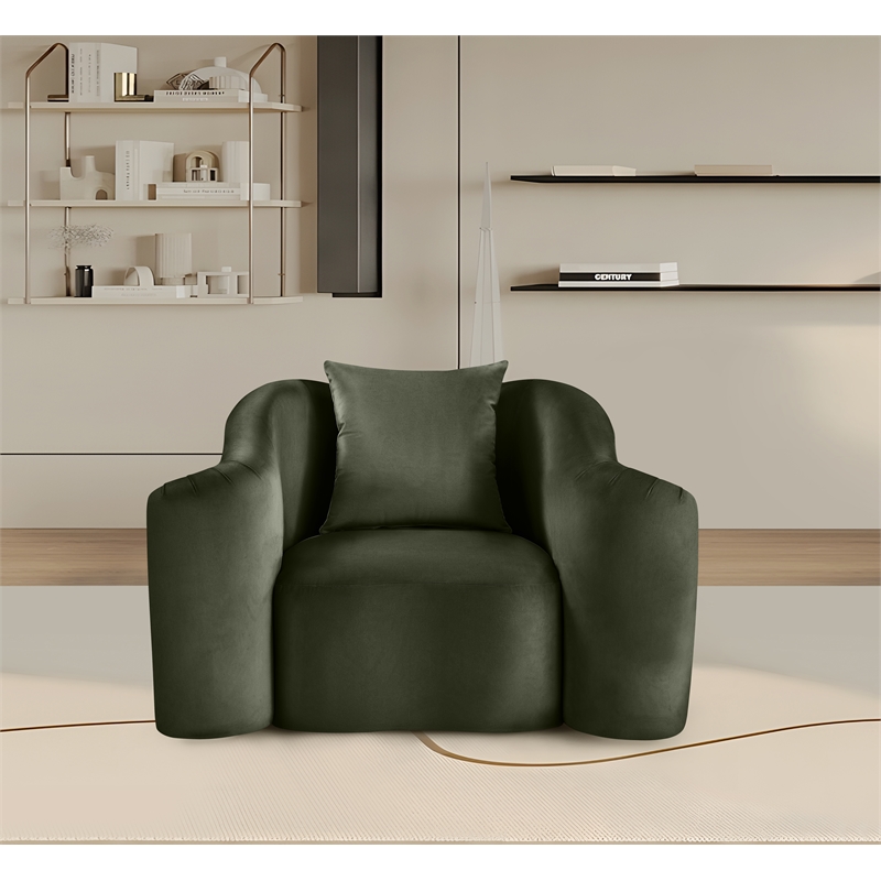 Bowery Hill Contemporary Rich Curves Green Durable Velvet Accent Chair