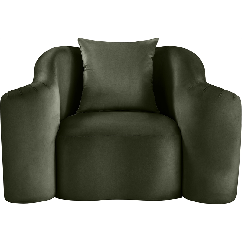 Bowery Hill Contemporary Rich Curves Green Durable Velvet Accent Chair