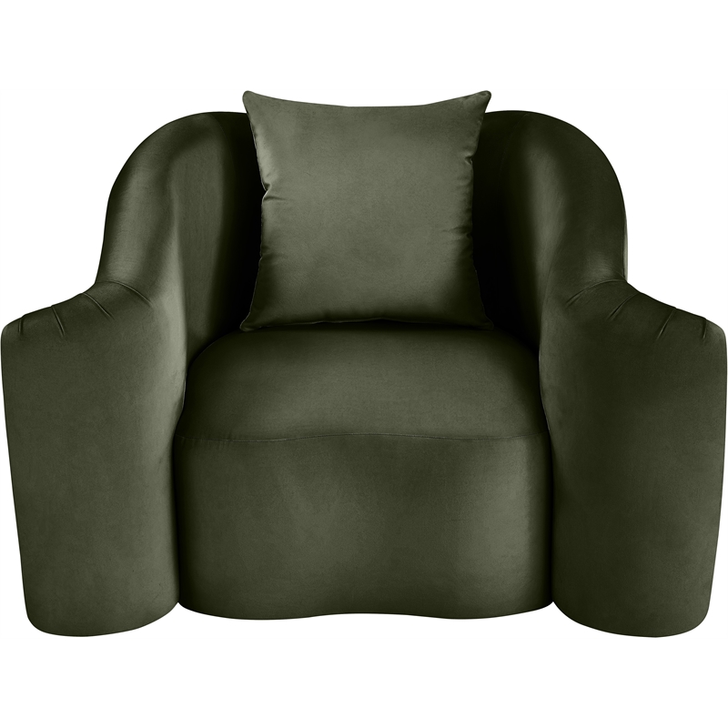 Bowery Hill Contemporary Rich Curves Green Durable Velvet Accent Chair