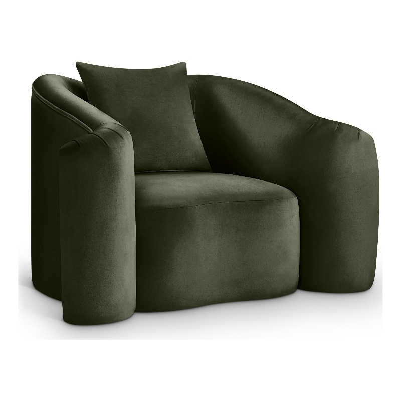 Bowery Hill Contemporary Rich Curves Green Durable Velvet Accent Chair