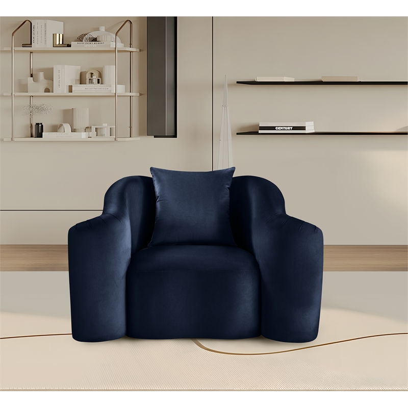 Bowery Hill Contemporary Rich Curves Navy Durable Velvet Accent Chair