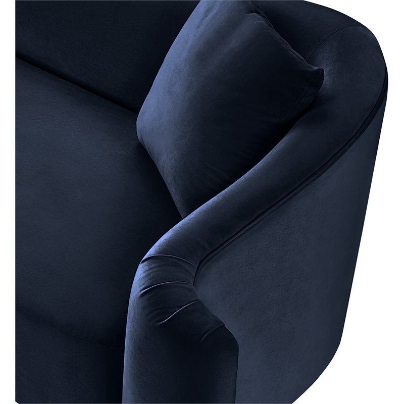 Bowery Hill Contemporary Rich Curves Navy Durable Velvet Accent Chair