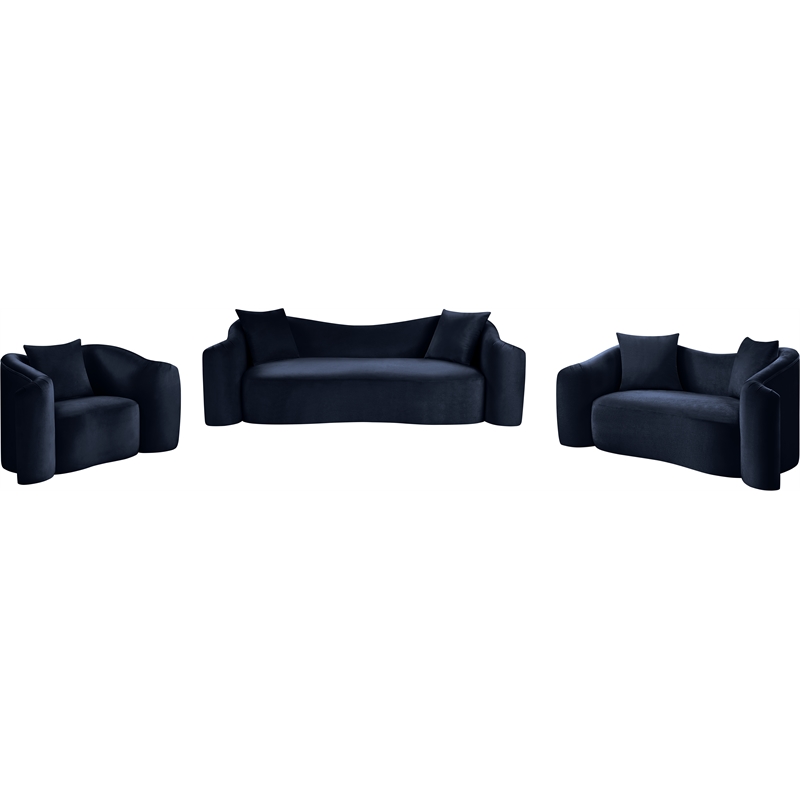 Bowery Hill Contemporary Rich Curves Navy Durable Velvet Accent Chair
