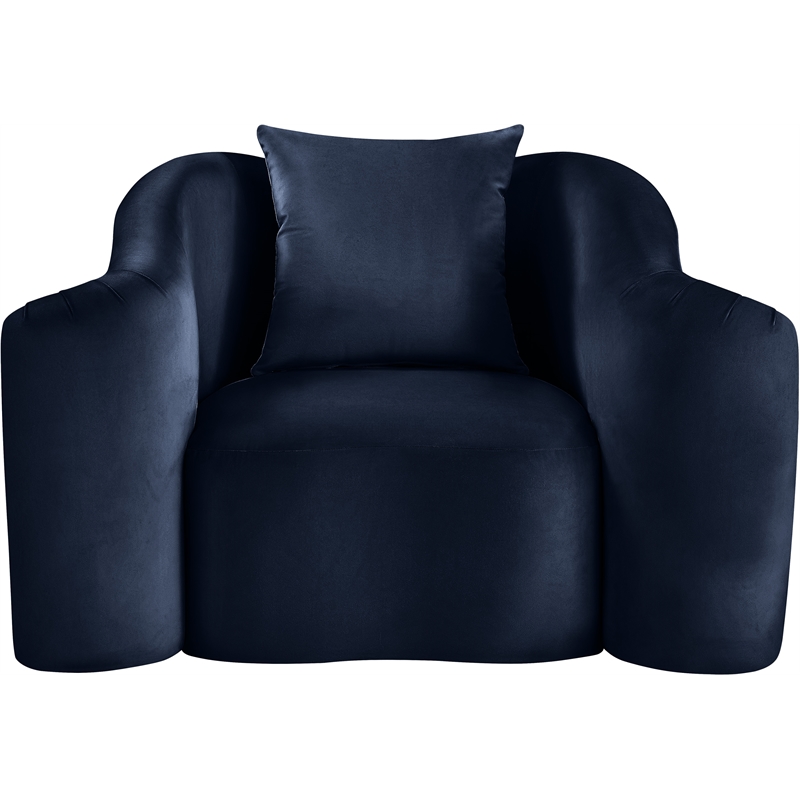 Bowery Hill Contemporary Rich Curves Navy Durable Velvet Accent Chair
