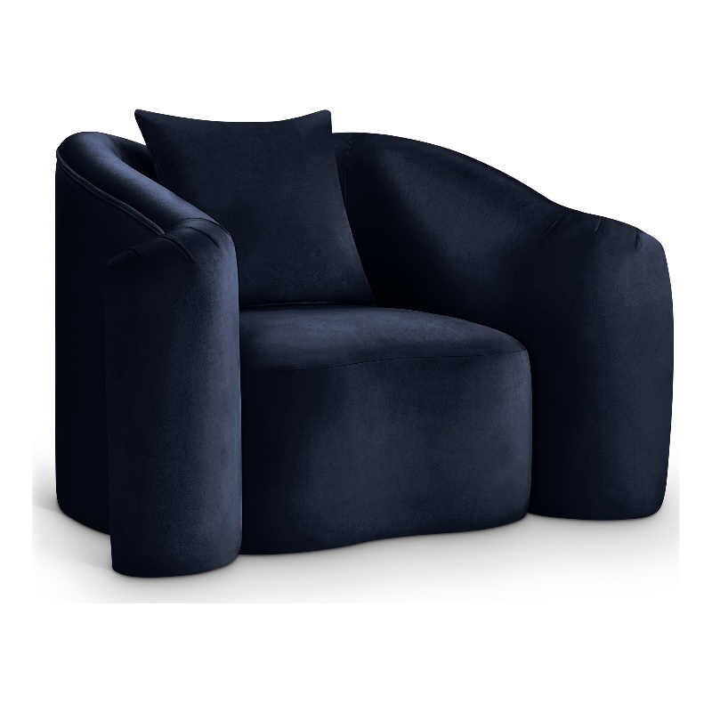 Bowery Hill Contemporary Rich Curves Navy Durable Velvet Accent Chair