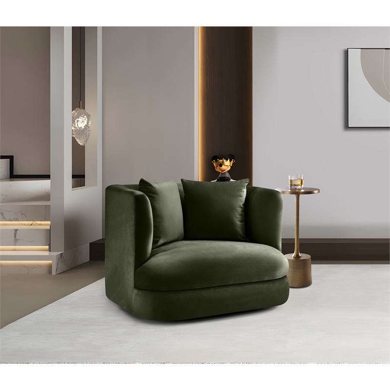 Bowery Hill Contemporary Solid Wood Frame Green Durable Velvet Accent Chair